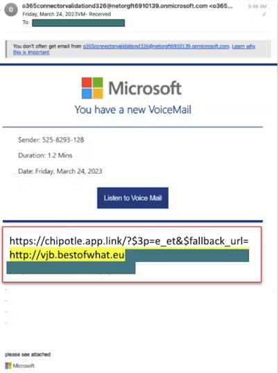 AL Microsoft Impersonator Open Redirect Phishing Email