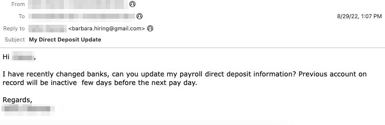 Payroll Diversion Initial Email
