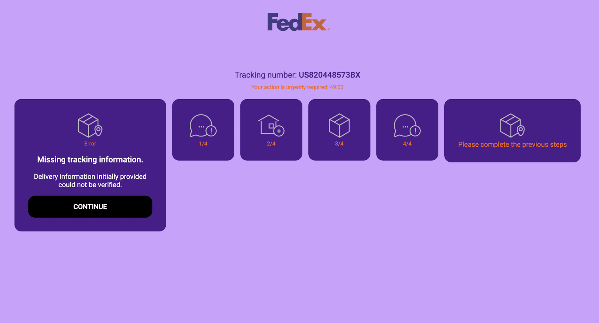 Fedex Phishing Page 3