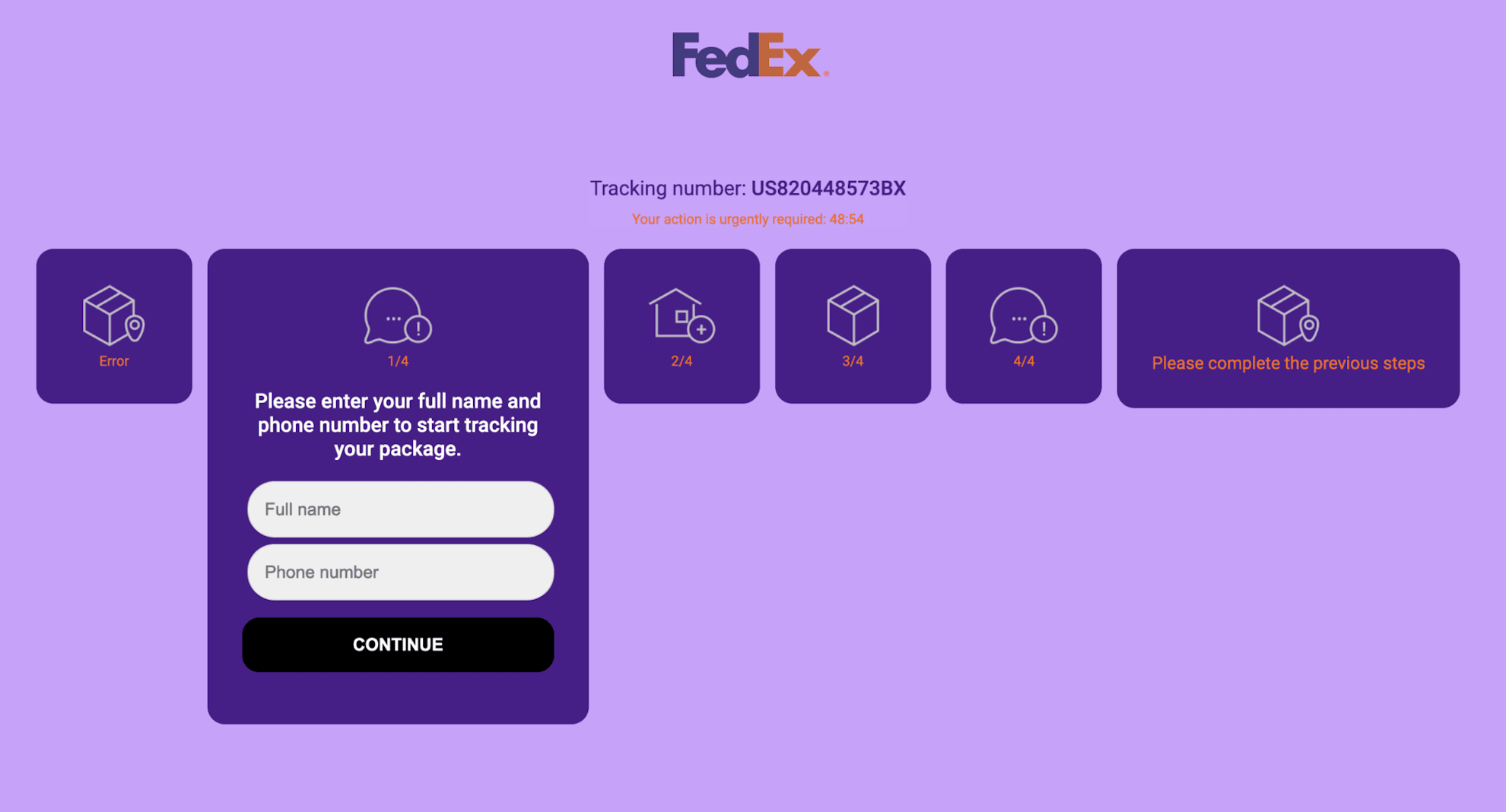 Fedex Phishing Page 4
