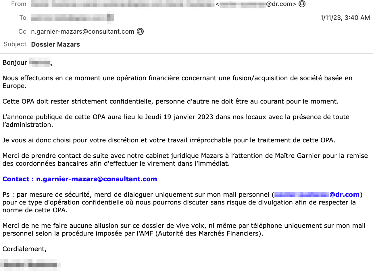 French BEC Email