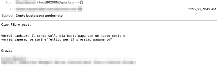 Italian-language BEC Email